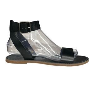 Madewell Women’s The Boardwalk Black Leather Ankle Strap Sandal Size US 8